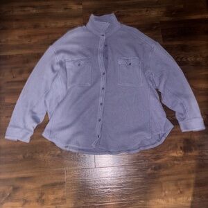 Aerie Purple Waffle Knit Button Up Sweater